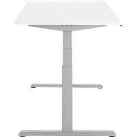 Schreibtisch, elektrisch höhenverstellbar, T-Fuß, B 1800 x T 800 x H 615-1275 mm, weiß/weißalu