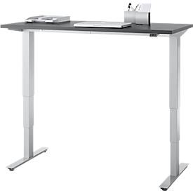 Schreibtisch, elektrisch höhenverstellbar, T-Fuß ohne Traverse, B 1300 x T 650 x H 605–1265 mm, graphit/silber