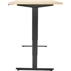 Schreibtisch, elektrisch höhenverstellbar, T-Fuß ohne Traverse, B 1600 x T 800 x H 605–1265 mm, Ahorn/schwarz