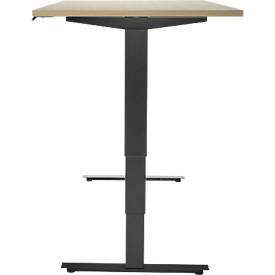 Schreibtisch, elektrisch höhenverstellbar, T-Fuß ohne Traverse, B 1600 x T 800 x H 605–1265 mm, Eiche/schwarz