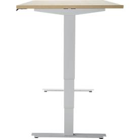 Schreibtisch, elektrisch höhenverstellbar, T-Fuß ohne Traverse, B 1600 x T 800 x H 605–1265 mm, Eiche/silber