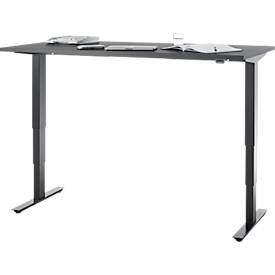 Schreibtisch, elektrisch höhenverstellbar, T-Fuß ohne Traverse, B 1600 x T 800 x H 605–1265 mm, graphit/schwarz