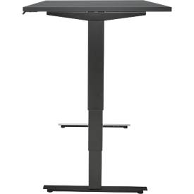 Schreibtisch, elektrisch höhenverstellbar, T-Fuß ohne Traverse, B 1600 x T 800 x H 605–1265 mm, graphit/schwarz