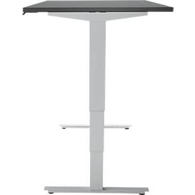 Schreibtisch, elektrisch höhenverstellbar, T-Fuß ohne Traverse, B 1600 x T 800 x H 605–1265 mm, graphit/silber