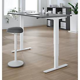 Schreibtisch, elektrisch höhenverstellbar, T-Fuß ohne Traverse, B 1600 x T 800 x H 605–1265 mm, graphit/weiß