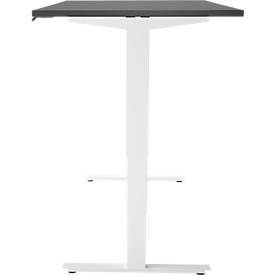 Schreibtisch, elektrisch höhenverstellbar, T-Fuß ohne Traverse, B 1600 x T 800 x H 605–1265 mm, graphit/weiß