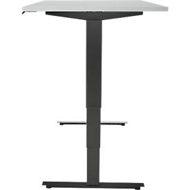 Schreibtisch, elektrisch höhenverstellbar, T-Fuß ohne Traverse, B 1600 x T 800 x H 605–1265 mm, lichtgrau/schwarz