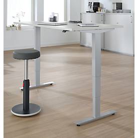 Schreibtisch, elektrisch höhenverstellbar, T-Fuß ohne Traverse, B 1600 x T 800 x H 605–1265 mm, lichtgrau/silber
