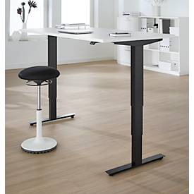 Schreibtisch, elektrisch höhenverstellbar, T-Fuß ohne Traverse, B 1600 x T 800 x H 605–1265 mm, weiß/schwarz