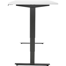 Schreibtisch, elektrisch höhenverstellbar, T-Fuß ohne Traverse, B 1600 x T 800 x H 605–1265 mm, weiß/schwarz