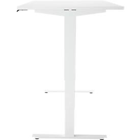 Schreibtisch, elektrisch höhenverstellbar, T-Fuß ohne Traverse, B 1600 x T 800 x H 605–1265 mm, weiß/weiß