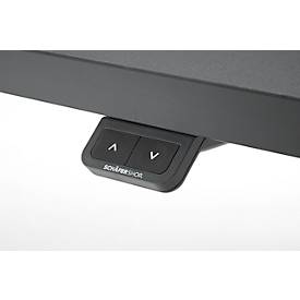 Schreibtisch, elektrisch höhenverstellbar, T-Fuß ohne Traverse, B 1800 x T 800 x H 605–1265 mm, graphit/weiß