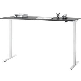 Schreibtisch, elektrisch höhenverstellbar, T-Fuß ohne Traverse, B 1800 x T 800 x H 605–1265 mm, graphit/weiß