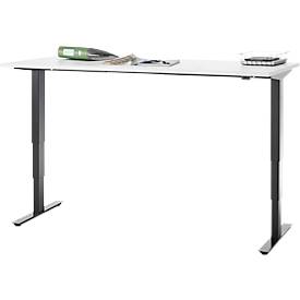 Schreibtisch, elektrisch höhenverstellbar, T-Fuß ohne Traverse, B 1800 x T 800 x H 605–1265 mm, weiß/schwarz