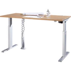 Schreibtisch ERGO-T, 1-stufig elektr. höhenverst., Rechteck, T-Fuß, B 1600 x T 800 x H 725-1185 mm + Kabelspirale