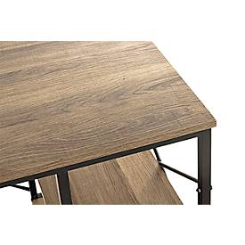Schreibtisch HAKU, Rechteck, mit 2 zusätzlichen Ablageflächen, B 1200 x T 600 x H 740 mm, Metall/Holz, schwarz/dunkles Eiche-Dekor