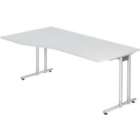 Schreibtisch JENA, C-Fuß, Freiform, B 1800 x T 1000 x H 720 mm, lichtgrau