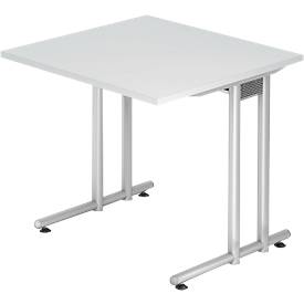 Schreibtisch JENA, C-Fuß, Rechteck, B 800 x T 800 x H 720 mm, Gestell alusilber, lichtgrau