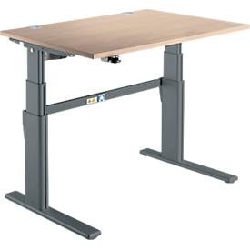 Schreibtisch Komfort, elektrisch höhenverstellbar, Rechteck, C-Fuß, B 1200 x T 800 x H 655-1305 mm, Eiche/anthrazit
