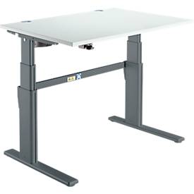Schreibtisch Komfort, elektrisch höhenverstellbar, Rechteck, C-Fuß, B 1200 x T 800 x H 655-1305 mm, lichtgrau/anthrazit