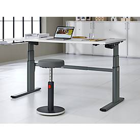 Schreibtisch Komfort, elektrisch höhenverstellbar, Rechteck, C-Fuß, B 1600 x T 800 x H 655-1305 mm, lichtgrau/anthrazit