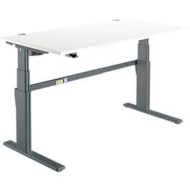 Schreibtisch Komfort, elektrisch höhenverstellbar, Rechteck, C-Fuß, B 1600 x T 800 x H 655-1305 mm, weiß/anthrazit