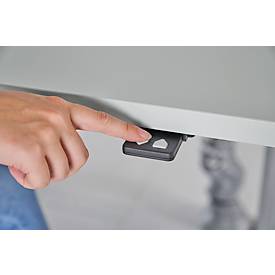 Schreibtisch Komfort, elektrisch höhenverstellbar, Rechteck, C-Fuß, B 1800 x T 800 x H 655-1305 mm, Buche-Dekor/anthrazit