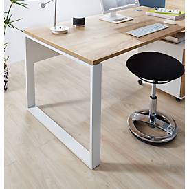 Schreibtisch LIONI, Rechteck, Kufen, B 1580 x T 790 x H 750 mm, Navarra Eiche Nachbildung/weiß