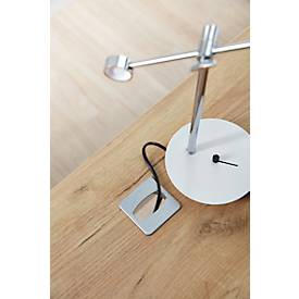 Schreibtisch LIONI, Rechteck, Kufen, B 1580 x T 790 x H 750 mm, Navarra Eiche Nachbildung/weiß