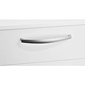 Schreibtisch, manuell höhenverstellbar, C-Fuß, B 1600 x T 800 x H 660-820 mm, lichtgrau/weißaluminium + Schäfer Shop Pure Rollcontainer 333