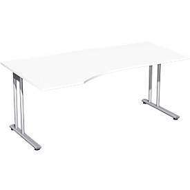 Image of Schreibtisch mit Ansatz PALENQUE, C-fuß, Freiform, links, B 1800 x T 1000/800 x H 720 mm, weiß