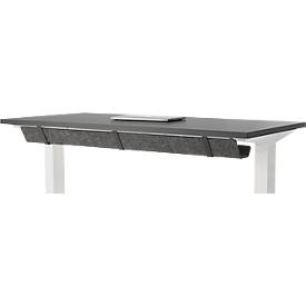 Schreibtisch mit Bambus-Zubehörschublade & Kabelkanal aus Recyclingfilz, elektrisch höhenverstellbar, B 1300 x T 650 x H 605–1265 mm, graphit/weiß