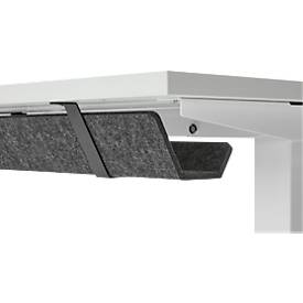 Schreibtisch mit Bambus-Zubehörschublade & Kabelkanal aus Recyclingfilz, elektrisch höhenverstellbar, B 1300 x T 650 x H 605–1265 mm, weiß/weiß