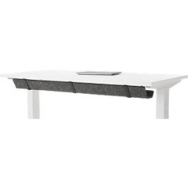 Schreibtisch mit Bambus-Zubehörschublade & Kabelkanal aus Recyclingfilz, elektrisch höhenverstellbar, B 1300 x T 650 x H 605–1265 mm, weiß/weiß