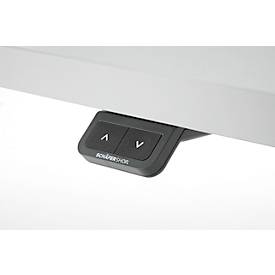 Schreibtisch mit Bambus-Zubehörschublade & Kabelkanal aus Recyclingfilz, elektrisch höhenverstellbar, B 1600 x T 800 x H 605–1265 mm, graphit/silber