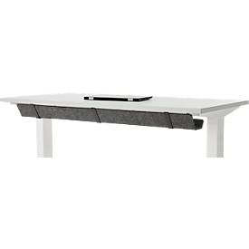 Schreibtisch mit Bambus-Zubehörschublade & Kabelkanal aus Recyclingfilz, elektrisch höhenverstellbar, B 1600 x T 800 x H 605–1265 mm, lichtgrau/silber
