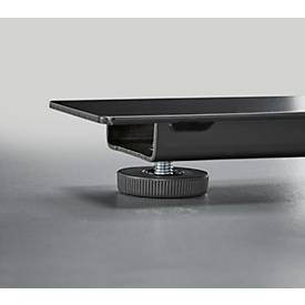 Schreibtisch mit Bambus-Zubehörschublade & Kabelkanal aus Recyclingfilz, elektrisch höhenverstellbar, B 1600 x T 800 x H 605–1265 mm, weiß/schwarz