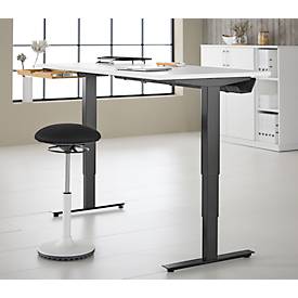 Schreibtisch mit Bambus-Zubehörschublade & Kabelkanal aus Recyclingfilz, elektrisch höhenverstellbar, B 1600 x T 800 x H 605–1265 mm, weiß/schwarz