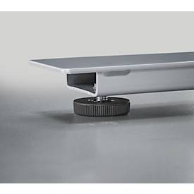 Schreibtisch mit Bambus-Zubehörschublade & Kabelkanal aus Recyclingfilz, elektrisch höhenverstellbar, B 1600 x T 800 x H 605–1265 mm, weiß/silber