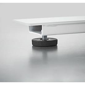 Schreibtisch mit Bambus-Zubehörschublade & Kabelkanal aus Recyclingfilz, elektrisch höhenverstellbar, B 1600 x T 800 x H 605–1265 mm, weiß/weiß