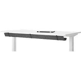 Schreibtisch mit Bambus-Zubehörschublade & Kabelkanal aus Recyclingfilz, elektrisch höhenverstellbar, B 1600 x T 800 x H 605–1265 mm, weiß/weiß