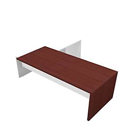 Schreibtisch mit Sideboard X-TIME-WORK, Wange, Rechteck, Anbau weiß, rechts, B 2200 x T 2200 x H 730 mm, Wenge-Dekor