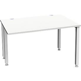 Schreibtisch MODENA FLEX, 4-Fuß-Quadratrohr, verkürzte Seitenteile, B 800 - 1800 mm