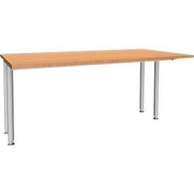 Schreibtisch MODENA FLEX, 4-Fuß-Rundrohr, verkürzte Seitenteile, B 800 - 1800 mm