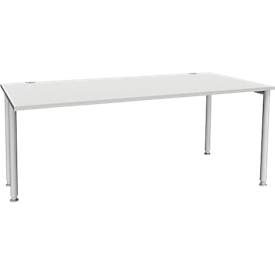 Schreibtisch MODENA FLEX, 4-Fuß-Rundrohr, verkürzte Seitenteile, B 800 - 1800 mm