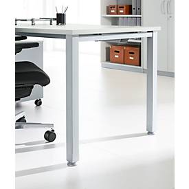 Schreibtisch MODENA FLEX, Rechteck, 4-Fuß Quadratrohr, B 1200 x T 800 x H 720-820 mm, lichtgrau/weißaluminium