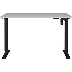 Schreibtisch Monaco, elektrisch höhenverstellbar, Rechteck, T-Fuß, Memorybedienpanel, B 1200 x T 800 x H 720-1190 mm, kaschmir/schwarz