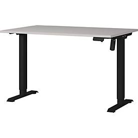 Schreibtisch Monaco, elektrisch höhenverstellbar, Rechteck, T-Fuß, Memorybedienpanel, B 1200 x T 800 x H 720-1190 mm, kaschmir/schwarz