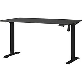 Schreibtisch Monaco, elektrisch höhenverstellbar, Rechteck, T-Fuß, Memorybedienpanel, B 1400 x T 800 x H 720-1190 mm, graphit/schwarz
