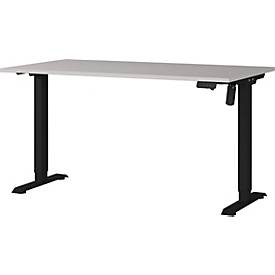 Schreibtisch Monaco, elektrisch höhenverstellbar, Rechteck, T-Fuß, Memorybedienpanel, B 1400 x T 800 x H 720-1190 mm, kaschmir/schwarz